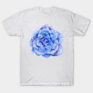 Purple watercolor rose flower illustration, flower blue T-Shirt